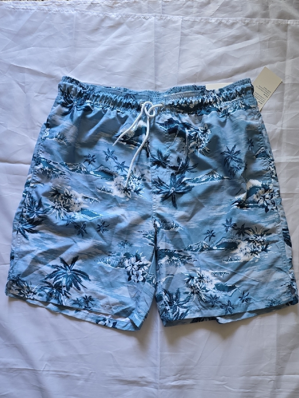 Old Navy Light Blue Tropical Print Swim Trunks